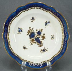 Caughley Cobalt Blue & Gold Dresden Flowers 8 Inch Plate Circa 1775-1790 A
