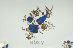 Caughley Cobalt Blue & Gold Dresden Flowers Heart / Kidney Dish Circa 1775-1790