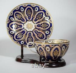 Cauldon Cup & Saucer Cobalt Blue Design with Gold Highlights. Made for Tiffany &