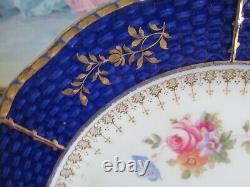 Cauldon England Set Of 11 Porcelain Salad Plate Cobalt Blue Flowers Gold 8 3/4