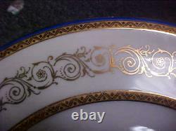 Charles Ahrenfeldt Limoges Cobalt Blue Gold Encrusted Large Plates (12)