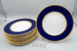 Coalport 6519 Cobalt Blue Gold Encrusted Luncheon Salad Plates Set of 11- 8 7/8