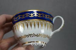 Coalport Gold Gilt Scrollwork Leaves & Cobalt Tea Cup & Saucer Circa 1800-1815