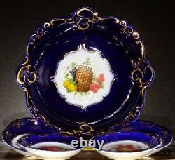 Cobalt Blue Gold Bowl 7 Small Plates Set Porfin Cluj Napoca Hand Painted