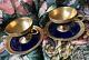 Cobalt And Gold Encrusted Demitasse Cup Saucer Pair, Hutschenreuther, Germany