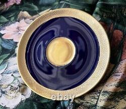 Cobalt and Gold Encrusted Demitasse Cup Saucer Pair, Hutschenreuther, Germany