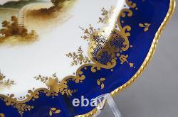 Copeland Hand Painted Signed CE Proctor Cobalt Gold Mountain Train Tracks Plate