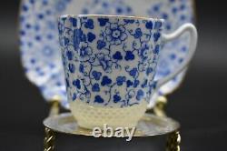 Copeland Spode English Cobalt Blue & Gold Quatrefoil Teacup & Saucer Set (3880)