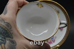 Copeland Spode English Flowers Cobalt Blue & Gold Tea Cup & Saucer Set