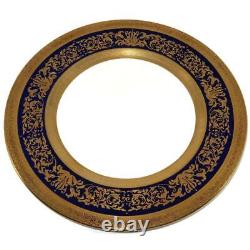 Crown Staffordshire, Cobalt Blue Gold Encrusted Dinner Plate, 10 3/8 LOT OF 8