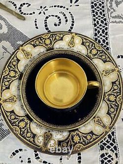 Cup Saucer Plate Trio Antique Wedgwood Plate Limoges Cup and Saucer Cobalt Gold