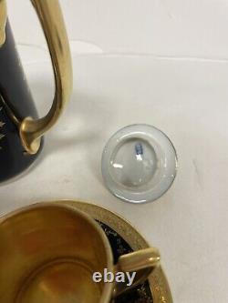 Czechoslavkia Karlsbad Fairy Design Gold Coffee cup Set Cobalt blue Gold lined