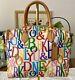 Dooney Bourke Rainbow Logo Monogram Retro Grafica Graffiti Leather Satchel Bag