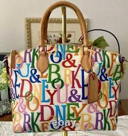 Dooney Bourke Rainbow Logo Monogram Retro GRAFICA Graffiti Leather Satchel Bag