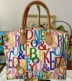 Dooney Bourke Rainbow Logo Monogram Retro GRAFICA Graffiti Leather Satchel Bag