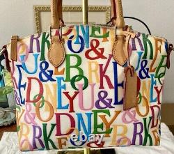 Dooney Bourke Rainbow Logo Monogram Retro GRAFICA Graffiti Leather Satchel Bag