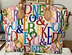 Dooney Bourke Rainbow Logo Monogram Retro GRAFICA Graffiti Leather Satchel Bag