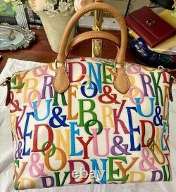 Dooney Bourke Rainbow Logo Monogram Retro GRAFICA Graffiti Leather Satchel Bag