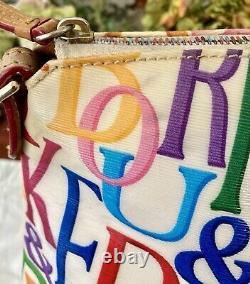 Dooney Bourke Rainbow Logo Monogram Retro GRAFICA Graffiti Leather Satchel Bag