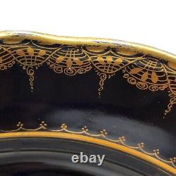 Dresden Ambrosius Lamm 10 Plate Hand Painted Courting Scene Cobalt Blue/Gold