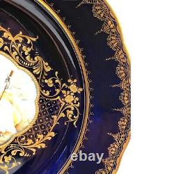 Dresden Ambrosius Lamm 10 Plate Hand Painted Courting Scene Cobalt Blue/Gold
