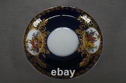 Dresden Hand Painted Courting Couple Cobalt & Gold Demitasse Cup & Saucer