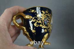 Dresden Hand Painted Courting Couple Raised Gold & Cobalt Blue Covered Cup A