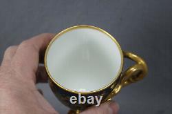 Dresden Hand Painted Courting Couple Raised Gold & Cobalt Blue Covered Cup A