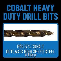 Drill America 29 Piece Cobalt Stepped Point Drill Bit Set in Round Case, NEW