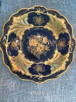 Echt Weimar Kobalt Blue/Gold Pedestal Serving Plate Roses 12