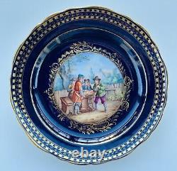 Elegant Circa. 1880 MEISSEN 8-1/2 Porcelain Plate Cobalt Blue & Gold Gilding