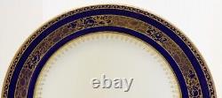Eleven Keeling & Co Losol Ware Cobalt Blue & Gold Dinner Plates