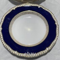 England Davis Collamore Cobalt Blue & Gold 9 Plates Set Of 8