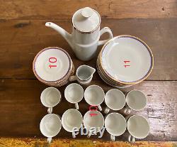 Epiag DF Porcelain Cobalt Blue & Gold Dessert Plates, Coffee Pot, Cups Set 34pc