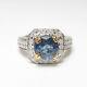 Estate 14k White, Yellow Gold 2.30 Ct Natural Cobalt Blue Sapphire Diamond Ring