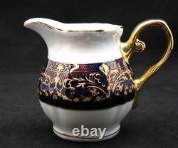 Euro Porcelain 17-pc Tea Set for 6 Flower Pattern Dark Cobalt Blue 24K Gold