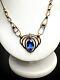 European Art Deco 12 Kt Gf Sapphire Blue Paste Open Back Metalwork Necklace