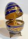 Faberge Egg Eiffel Tower Limited Edition Cobalt Gold Porcelain Authentic Signed