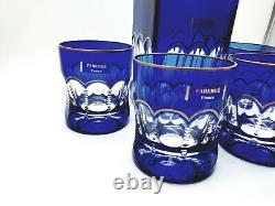 FABERGE Egg Russian Cobalt Blue Crystal OPERETTA 24K Gold Whiskey Glass Decanter