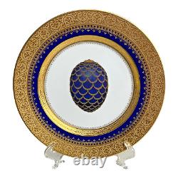 Faberge Imperial Heritage Cobalt Blue Gold 7 7/8 Salad Plate PINE CONE