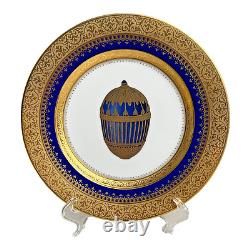 Faberge Imperial Heritage Cobalt Blue Gold Salad Plate ENAMELED GOLD EASTER EGG