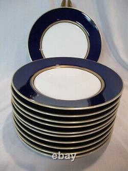 Fitz & Floyd Renaissance Cobalt Blue Japan Gold Rim 11 Bread & Butter Plates