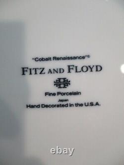 Fitz & Floyd Renaissance Cobalt Blue Japan Gold Rim 12 Rimmed Soup Bowls 9 1/8