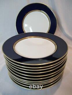 Fitz & Floyd Renaissance Cobalt Blue Japan Gold Rim 12 Salad Plates 7 1/2 Wide