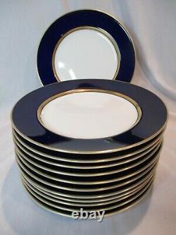 Fitz & Floyd Renaissance Cobalt Blue Japan Gold Rim 12 Salad Plates 7 1/2 Wide