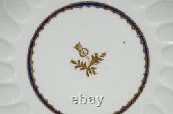 Flight Worcester Cobalt Blue & Gold Thistle 4 Piece Set Cups & Plate 1792 1807