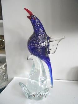 Formia Murano Art Glass MAESTRO FRANCESCO Bird Sculpture Figurine Gold Fleck