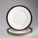 Four (4) Vntg. Royal Worcester Aston Cobalt Blue/gold Dinner Plates, 10.75 (b)