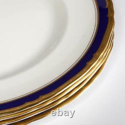 Four (4) Vntg. Royal Worcester Aston Cobalt Blue/Gold Dinner Plates, 10.75 (B)