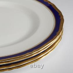 Four (4) Vntg. Royal Worcester Aston Cobalt Blue/Gold Dinner Plates, 10.75 (C)